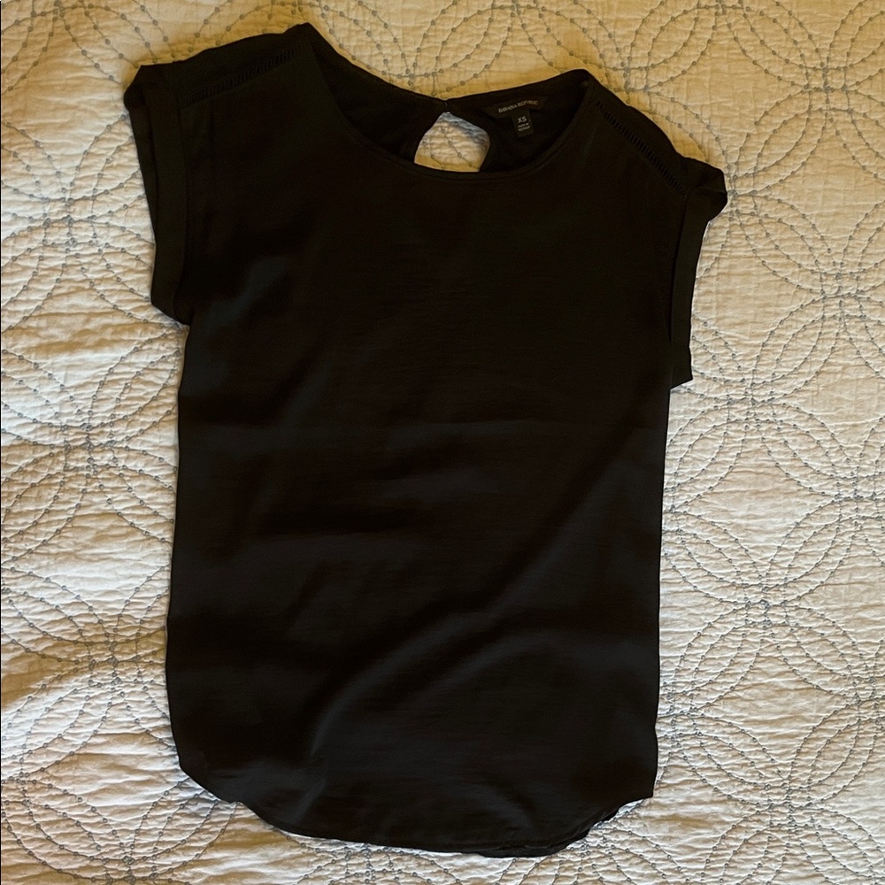Banana Republic Charcoal Short Sleeve Mixed Media Top